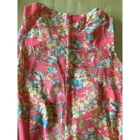KARIN STEVENS SLEEVELESS ORANGE FLORAL RUFFLE DRESS 10 - Picture 6 of 6